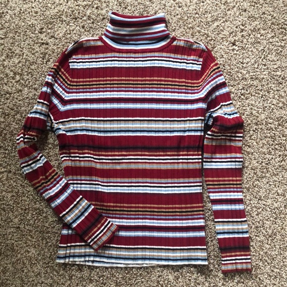 i.e. Petite Women’s L Red/Blue/White/Black Stripped Sweater - Picture 2 of 8